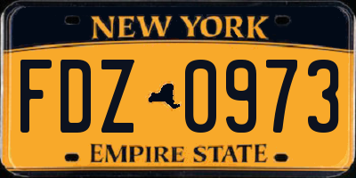 NY license plate FDZ0973