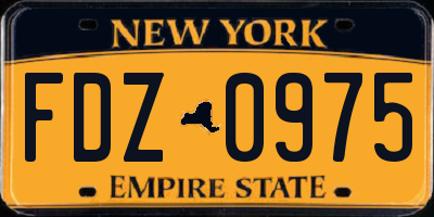 NY license plate FDZ0975