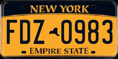 NY license plate FDZ0983