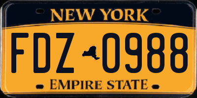 NY license plate FDZ0988