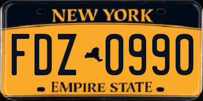 NY license plate FDZ0990