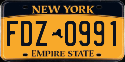 NY license plate FDZ0991