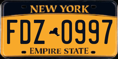 NY license plate FDZ0997