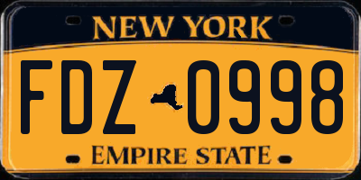 NY license plate FDZ0998