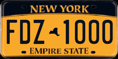 NY license plate FDZ1000