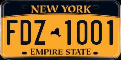 NY license plate FDZ1001