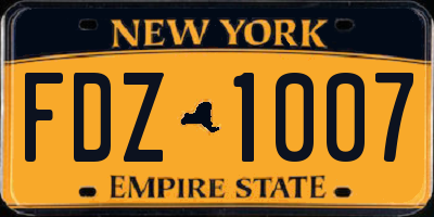 NY license plate FDZ1007