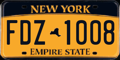 NY license plate FDZ1008
