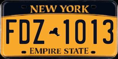 NY license plate FDZ1013
