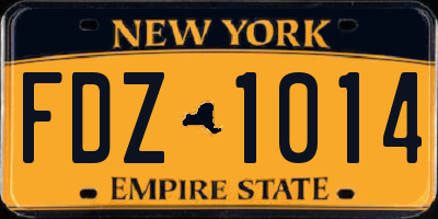 NY license plate FDZ1014
