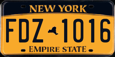 NY license plate FDZ1016