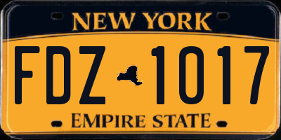 NY license plate FDZ1017