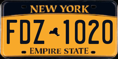 NY license plate FDZ1020