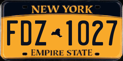 NY license plate FDZ1027