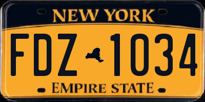 NY license plate FDZ1034
