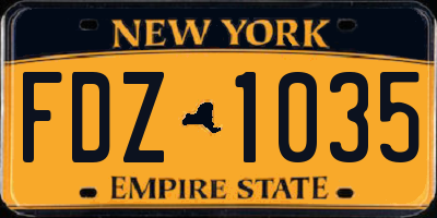 NY license plate FDZ1035
