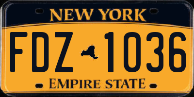 NY license plate FDZ1036