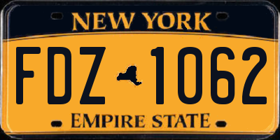 NY license plate FDZ1062