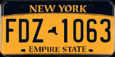 NY license plate FDZ1063