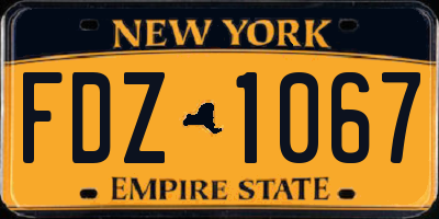 NY license plate FDZ1067