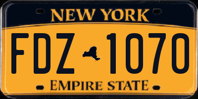 NY license plate FDZ1070
