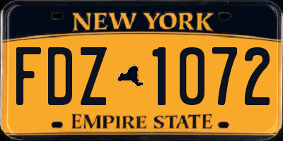 NY license plate FDZ1072