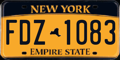 NY license plate FDZ1083