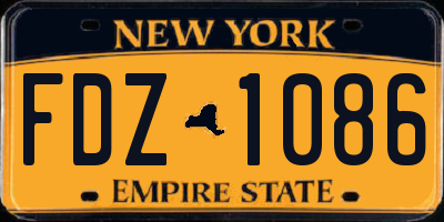 NY license plate FDZ1086