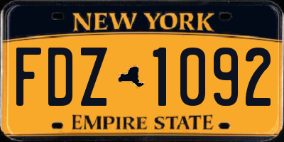 NY license plate FDZ1092