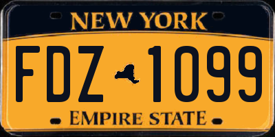 NY license plate FDZ1099