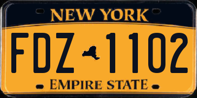 NY license plate FDZ1102
