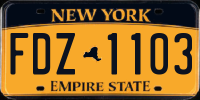 NY license plate FDZ1103