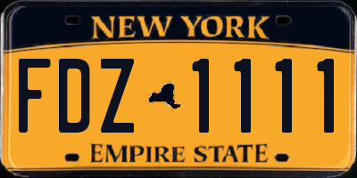 NY license plate FDZ1111
