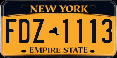 NY license plate FDZ1113