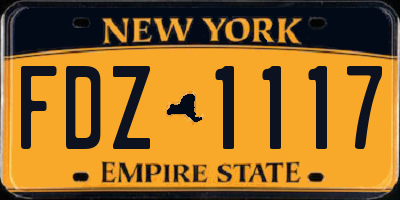 NY license plate FDZ1117