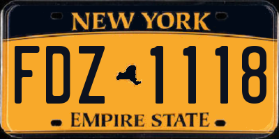 NY license plate FDZ1118