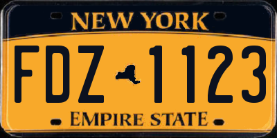 NY license plate FDZ1123