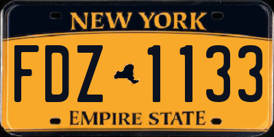 NY license plate FDZ1133
