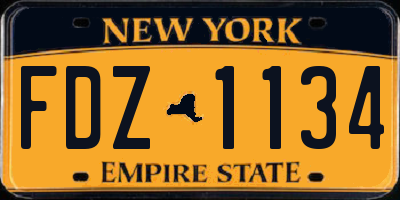 NY license plate FDZ1134