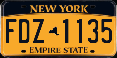 NY license plate FDZ1135