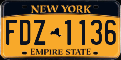 NY license plate FDZ1136
