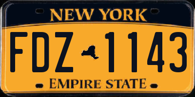 NY license plate FDZ1143