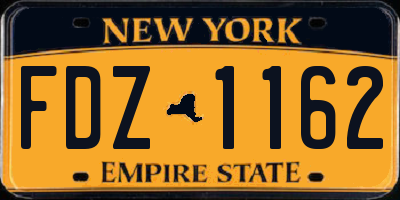 NY license plate FDZ1162