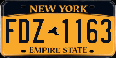 NY license plate FDZ1163