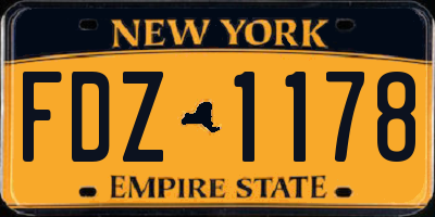 NY license plate FDZ1178