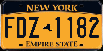 NY license plate FDZ1182