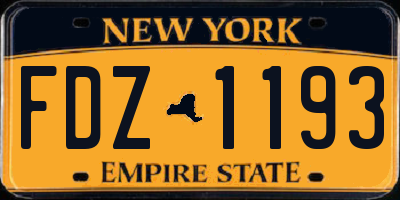 NY license plate FDZ1193