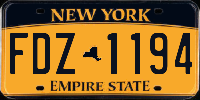 NY license plate FDZ1194