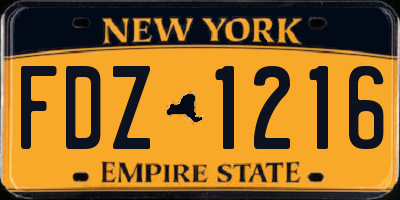NY license plate FDZ1216