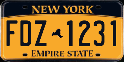 NY license plate FDZ1231